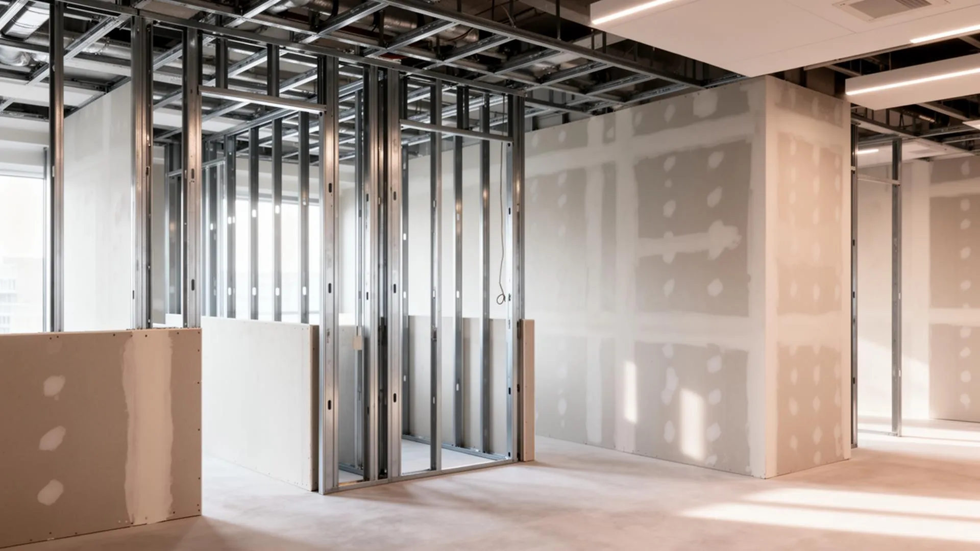 Projeto corporativo executado pela ASSISTEC com sistema drywall e steel frame